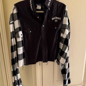 Wrangler Jack Daniel’s Black and White Button Down Shirt Upcycled one of a kind